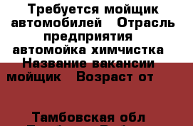 Требуется мойщик автомобилей › Отрасль предприятия ­ автомойка химчистка › Название вакансии ­ мойщик › Возраст от ­ 18 - Тамбовская обл., Тамбов г. Работа » Вакансии   . Тамбовская обл.